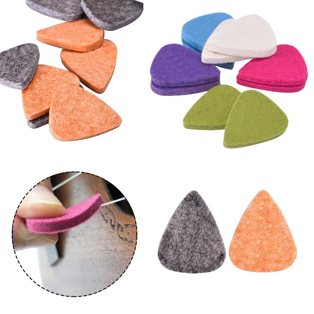 10 x Felt Guitar Picks Acoustic Electric Bass Plectrums Assorted Colours