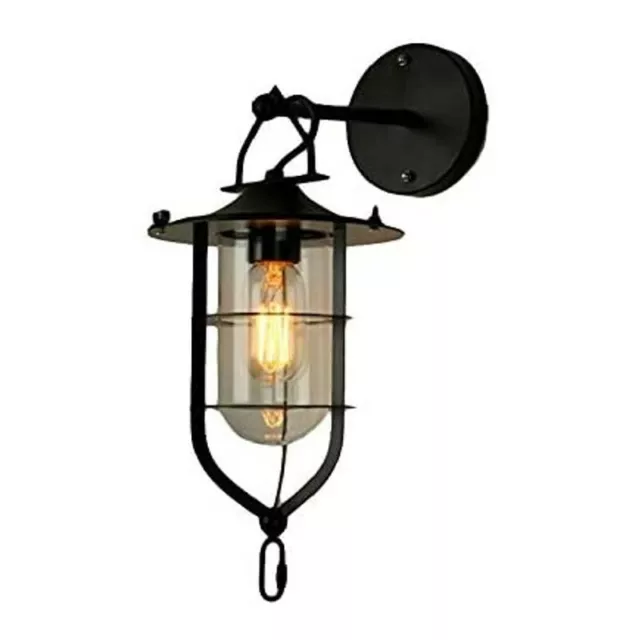 Farol de pared exterior color negro, base E27, modelo antiguo