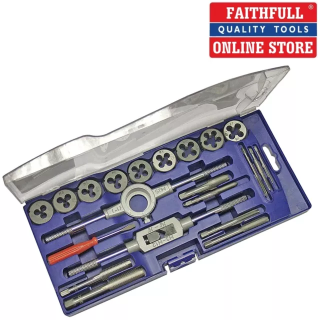 Tap And Die Set 21 Piece Carbon Steel Metric Thread Cutting Kit, Faithfull Set21