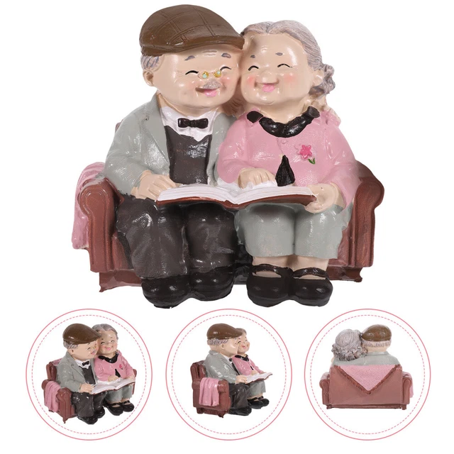 Statue De Couple Mariage Vieil Homme Mamie Ornements Décor Table Jouet