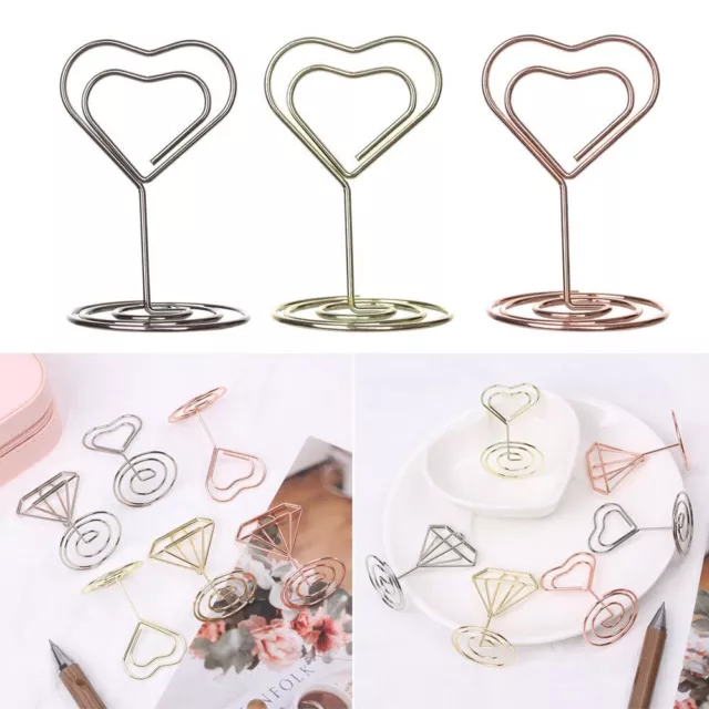 Heart Shape Photos Clips Clamps Stand Table Numbers Holder Place Card