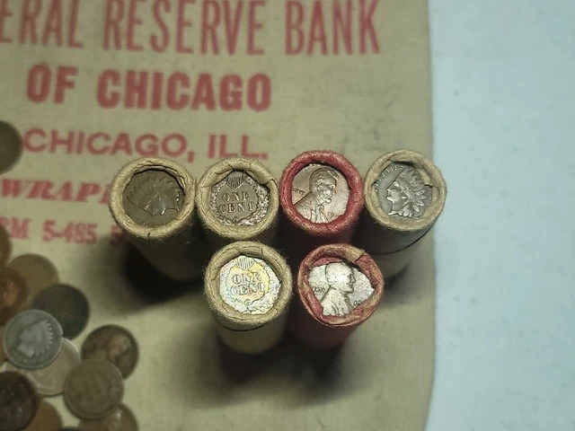 One Old  Shotgun Roll (50)  Wheat Cent &  Indian Head Pennies  1859- 1958 P.d.s