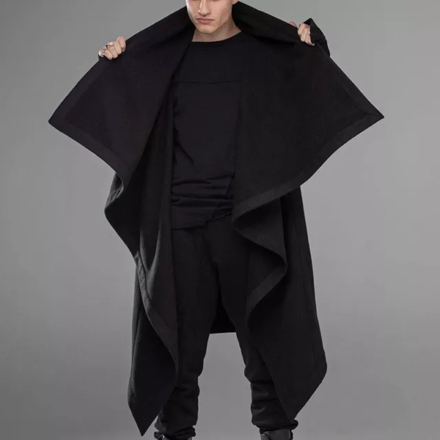 Mens Cape Tops Cloak Coat Punk Gothic Jacket Long Cardigan Casual Poncho Outwear