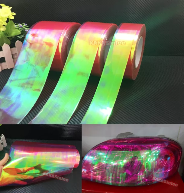 Red Car Glossy Chameleon Mirror Headlight Taillight Vinyl Wrap Tape Sticker AB