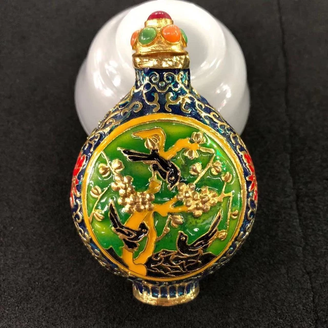 Antique Ethnic Handicraft Snuff Bottle Copper Tibetan Collection Craft