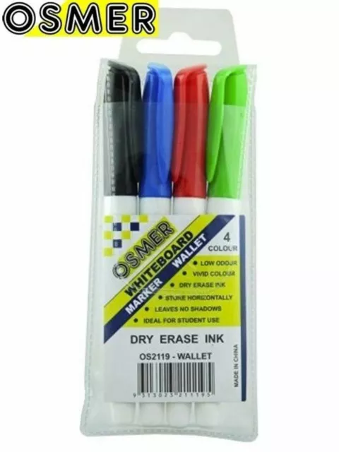 4 Pack Osmer Whiteboard Markers Fine Tip 1.3mm Line Dry Erase OS2119 2