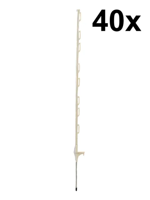 40 x 4 Fuß (120 cm) Elektrozaun weiß Polypfosten Zaun Pfähle Bandseil