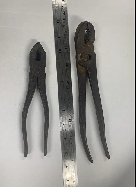 Vintage KRAEUTER Bent nose Slip Joint Pliers and Vtg Electrical Pliers.