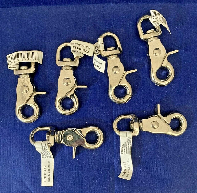 6 Swivel Round Eye Trigger Snap Clip WLL 40 lb. Nickel  2 1/2" longT7616412