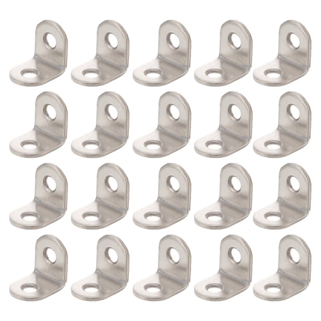 20 Pcs Metal Corner Bracket Shape Angle Stainless Steel Shelves Right