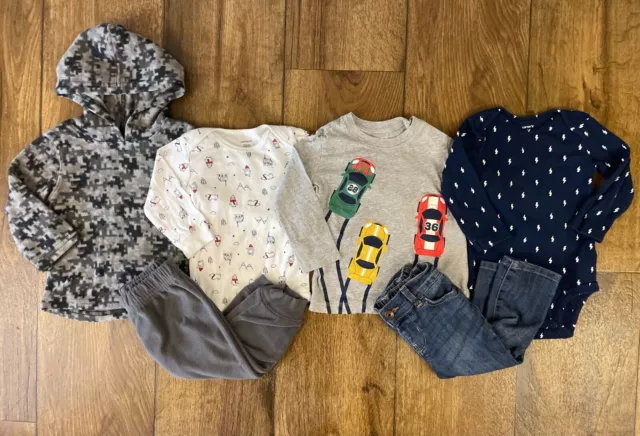 Carters Baby Boy 12 Month Shirts Bodysuits Hoodie Pants Jeans Clothes Winter Lot