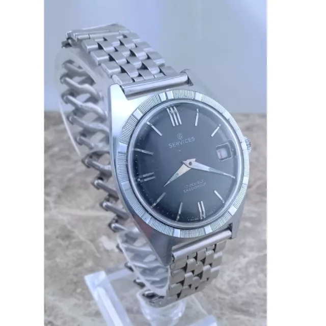 RETRO STEEL Swiss 17 Jewel Services Date Gents Wrist Watch 1963 $184.52 ...