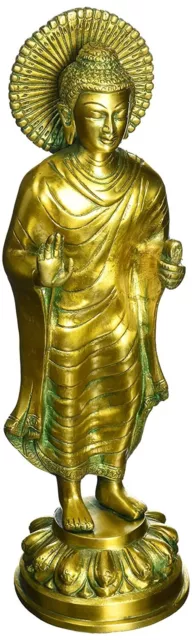 Standing Buddha Decorative Brass Figurine Statue Big Size Height 12''