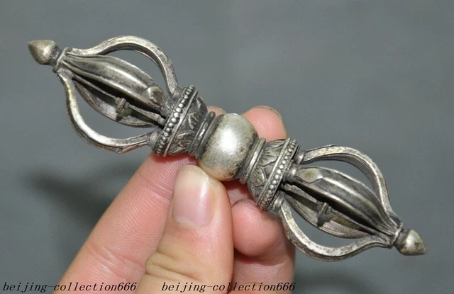 4.2" Tibetan Buddhism temple Tibetan silver Vajra Dorje Phurpa Exorcism Talisman