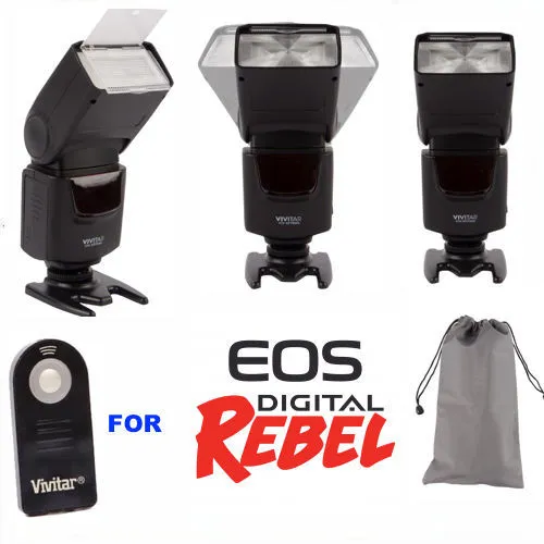 Ttl Auto Focus Zoom Led Flash +Remote For Canon Eos M50 Diffusor Included