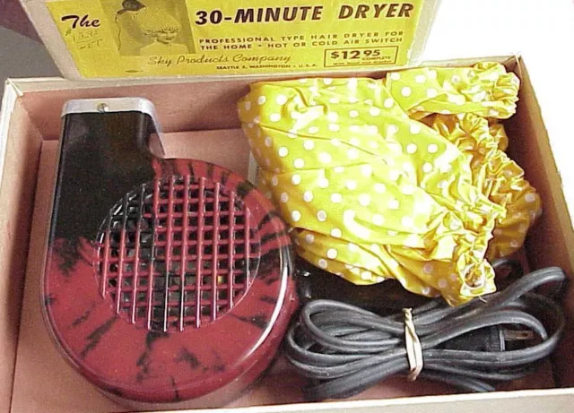 Antique 1935 Whal Clipper Corp Hair Dryer. NICE w Box & Hood/Bonnet UL LISTED