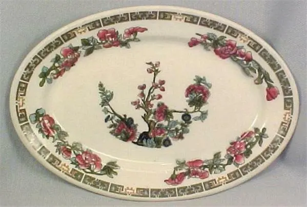 Indian Tree Platter Scammell Restaurant Ware Pottery Oval Small Vintage Pretty