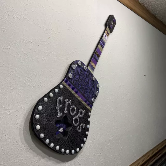 TCU Horned Frogs Handmade Life-Size Guitar Wall Art Texas Christian University