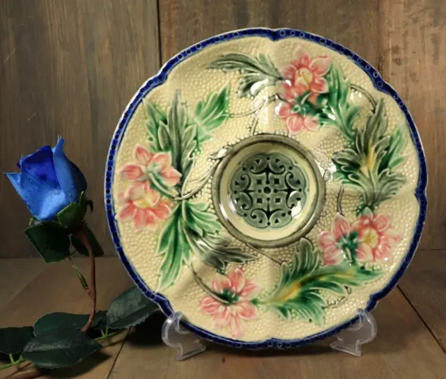 Antique Majolica Oyster Plate WASMUEL Belgium Victorian Art Nouveau c1890