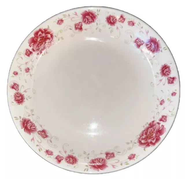 cheng's white jade porcelain Pink Floral Serving Bowl 8” Vintage 1960s Japan HTF