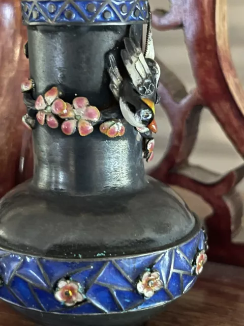 Antique Chinese Silver Enamel Mini Vase