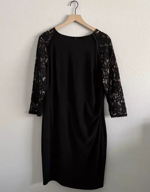 Lauren Ralph Lauren Dress Womens 16 Black Lace Party Wedding Cocktail