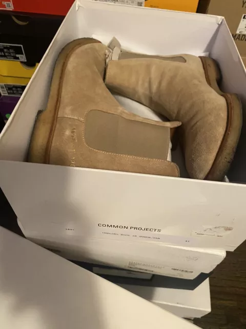 Common Projects Mens Tan Suede Chelsea Boots EU Size 41 / US 8.5 Used OG All