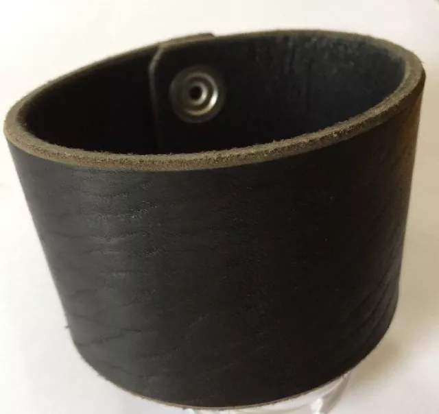 Black Wrap Cuff - 2" Wide - Handmade Latigo Leather Wristband Handmade In USA !