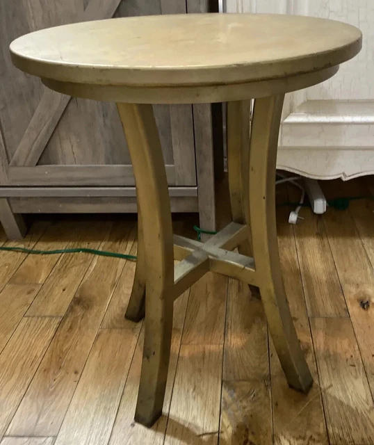 Antique Gold Painted SOLID BRASS Metal Round side table accent table
