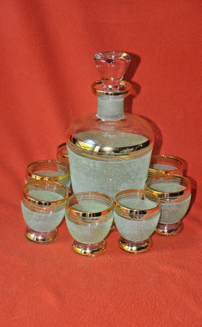 Service à Liqueur En Granite Vintage – Carafe Et Verres – état Correct