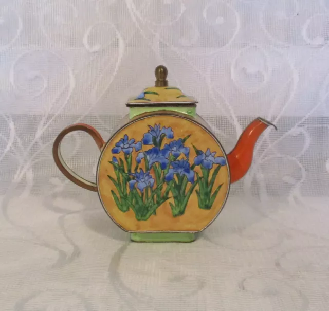 Miniature Charlotte Di Vita Trade Plus Aid Enamel Teapot Blue Irises Van Gogh