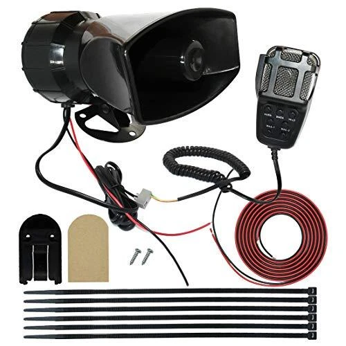 MIRKOO 12V 100W 7 Tones Car Siren Speaker with Mic PA System Car Loud Emergen...
