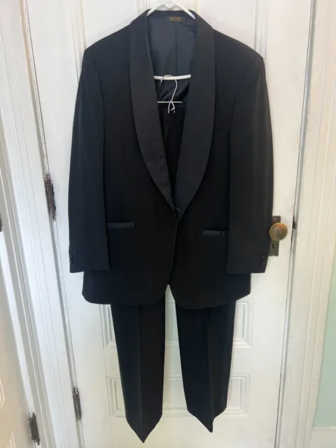 Men's Pierre Cardin Black Tuxedo Suit Jacket w/ Adjustable Pant 36-37/R-38