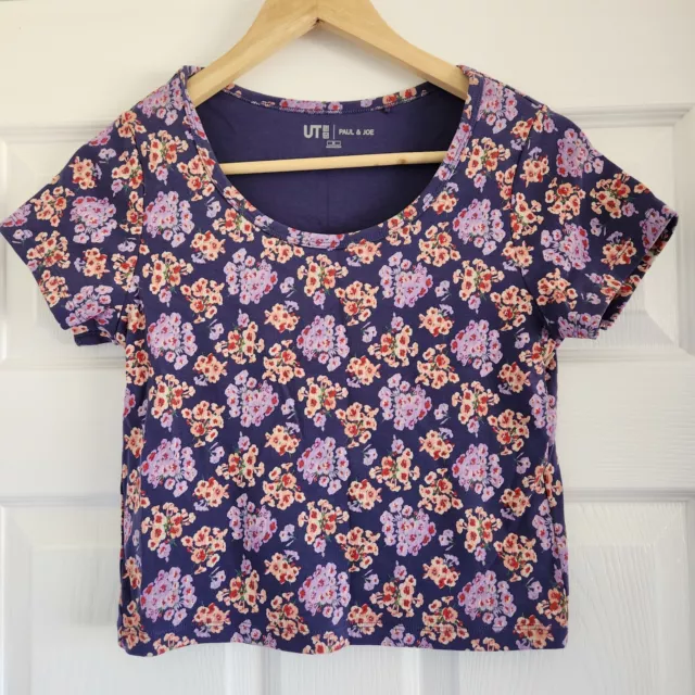 UNIQLO x PAUL & JOE Purple Floral Cropped Top Tshirt - Size M