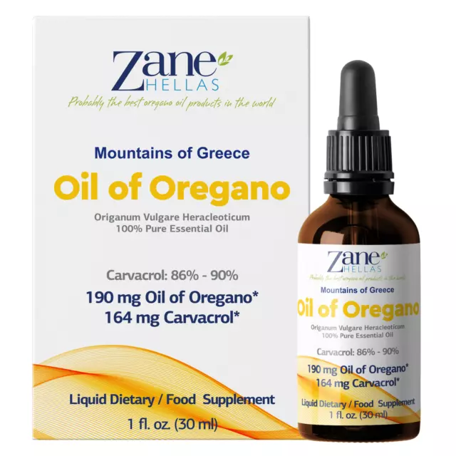 ZANE HELLAS Pure Greek Essential Oil of Oregano Oil. 2 bottles 2 fl.oz-60ml