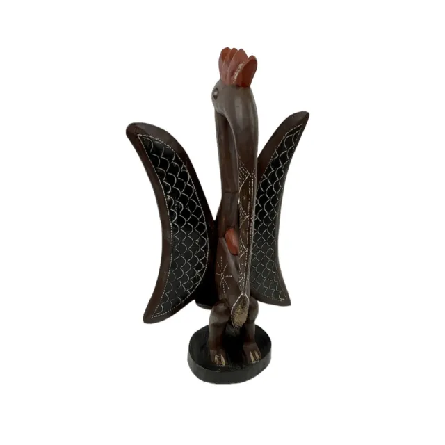Hand Carved Wood Kalao Bird Mali West African Fulani Art Sculpture 19"