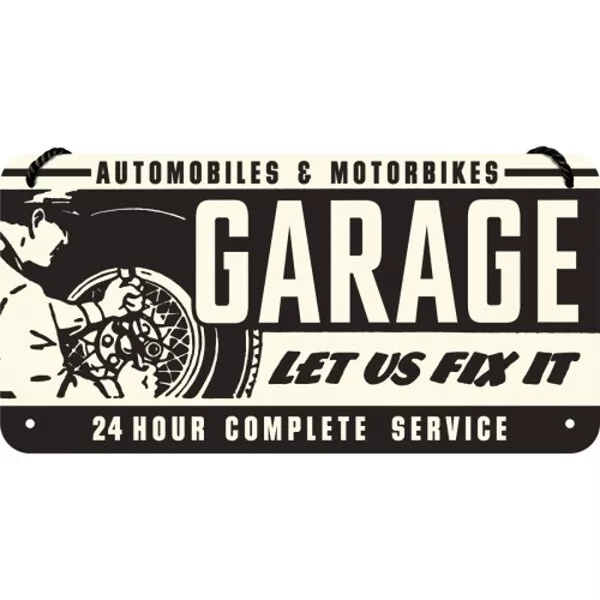 Garage Workshop Tin Sign 20 CM Metal Shield Sign, New