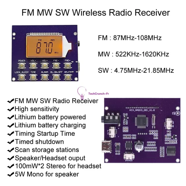 FM MW SW Full-band Digital Display Clock Radio Module Short Wave Medium Wave