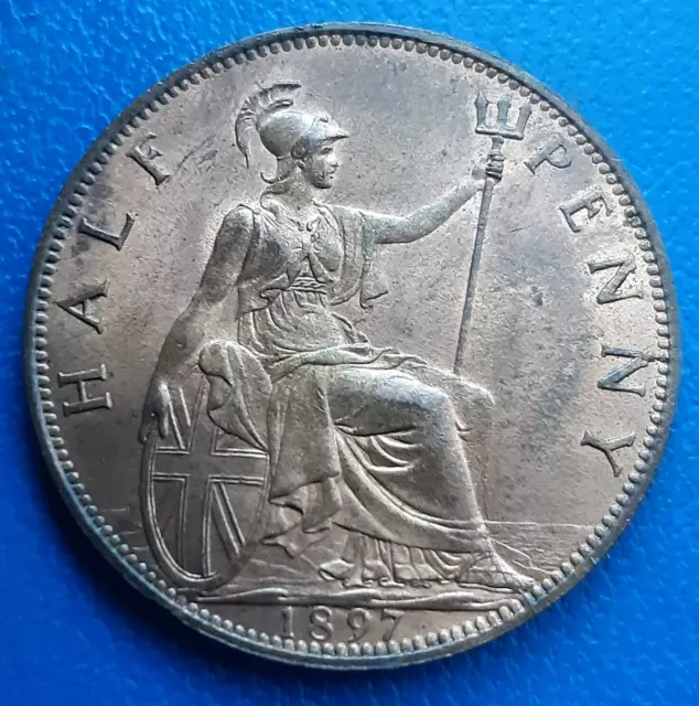 1897 Queen Victoria Halfpenny Uncirculated with good lustre.