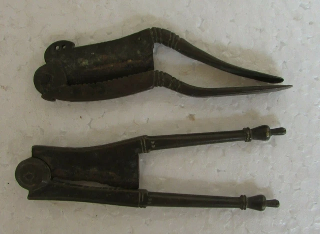 2 Pc Old Brass Handcrafted Betel Nut Cutter Sarota  Collectible