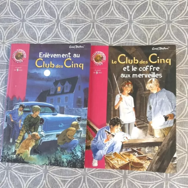 Enid Blyton Bibliotheque Rose Lot de 2 Livres Le Club Des Cinq Edition 9 Ans