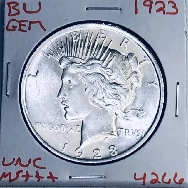 1923 P Bu Gem Peace Silver Dollar Unc Ms+++ U.s. Mint Rare Coin 4266