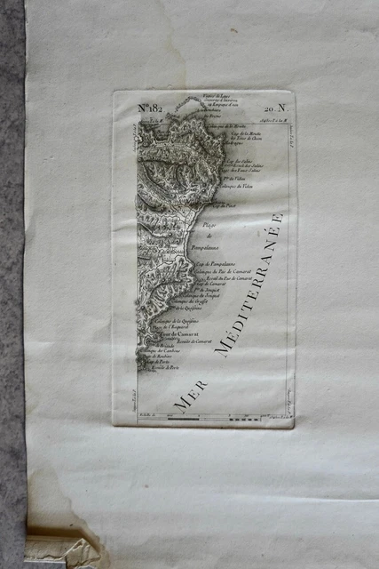CASSINI CARTE IN PLANO 450 mm X 620 mm, 1808, PAMPALAUNE , n° 182 , 20N,