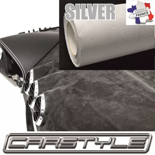 CARSTYLE SUEDINE-DAIM adhésif SILVER rouleau 142x20cm pose facile covering auto