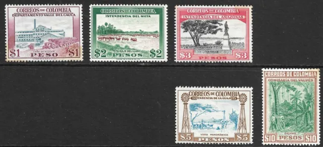 Colombia Scott #661-65 VF Mint Hinged Issued 1956