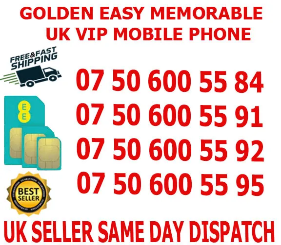 Numero Di Cellulare Vip Golden Easy Memorable Uk (E Network) B 12