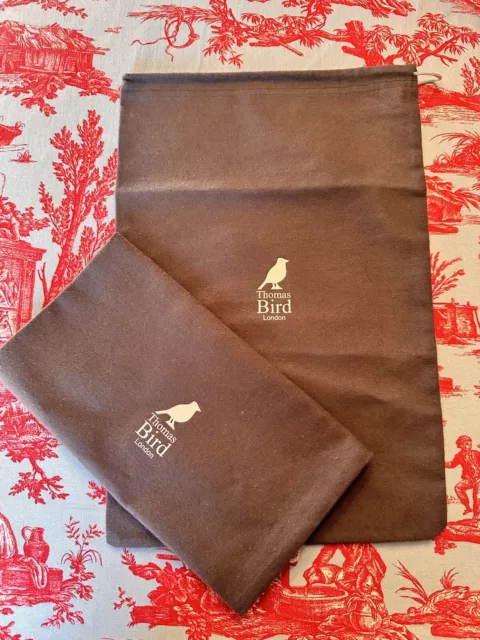 Pair Thomas Bird Of London Gray Show Dust Bags