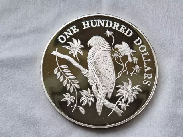 Dominica 100 Dollars Silber 1988 - Imperial Parrots