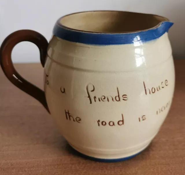 Vintage Devon Torquay Motto Ware Earthenware Cream Jug - Friends House Quote 3