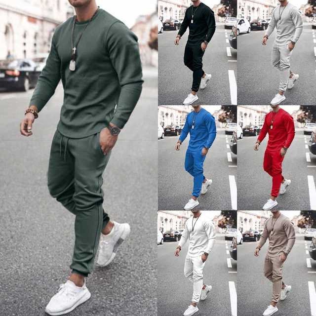 Men's Long-sleeved Tracksuit Casual Two-piece Suit Running Jogging Sweatsuit Set